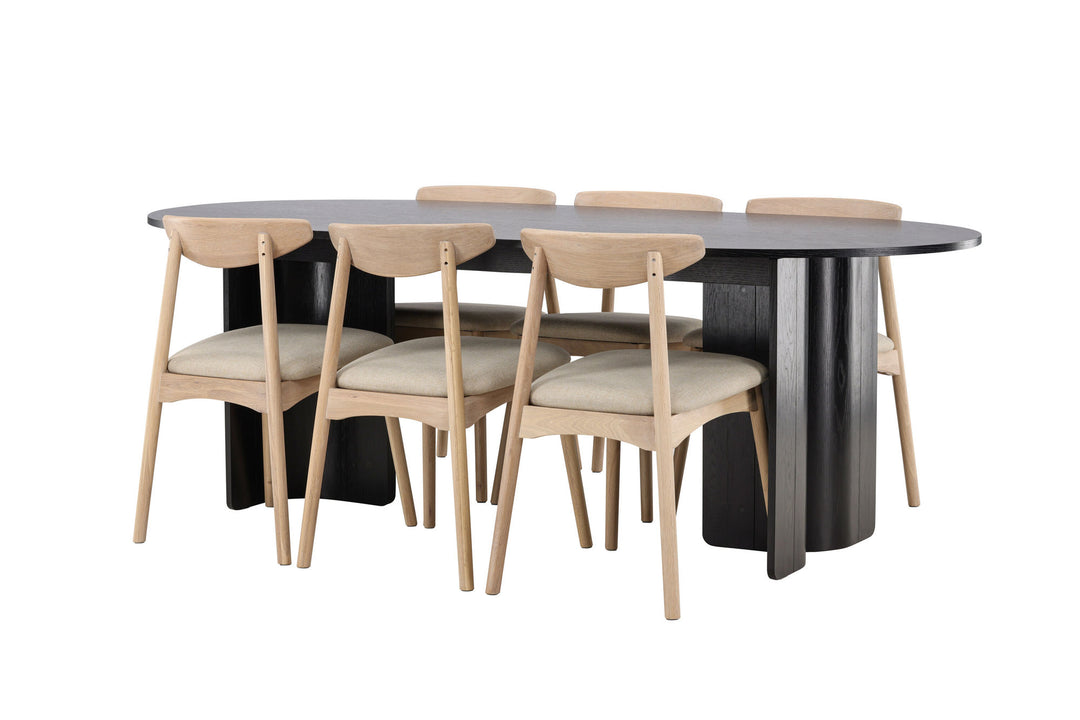 Venture Home Tyresö Table 100x220 cm - Black with Ven Chair  - Whitewash