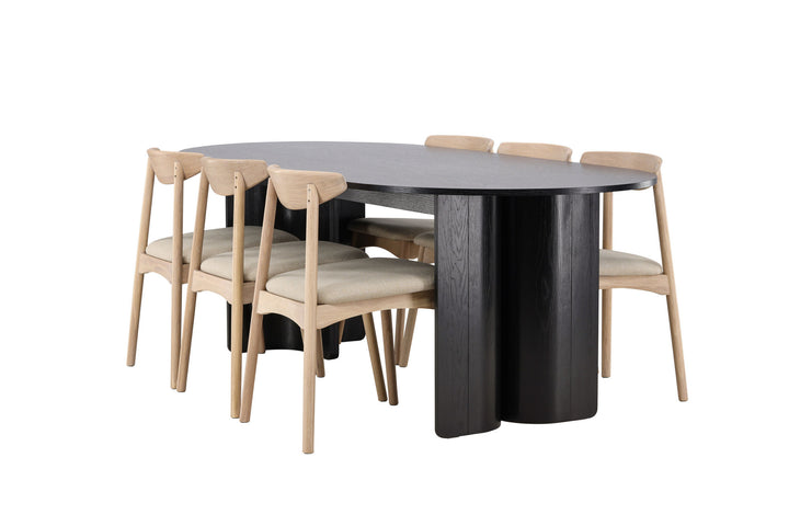 Venture Home Tyresö Table 100x220 cm - Black with Ven Chair  - Whitewash