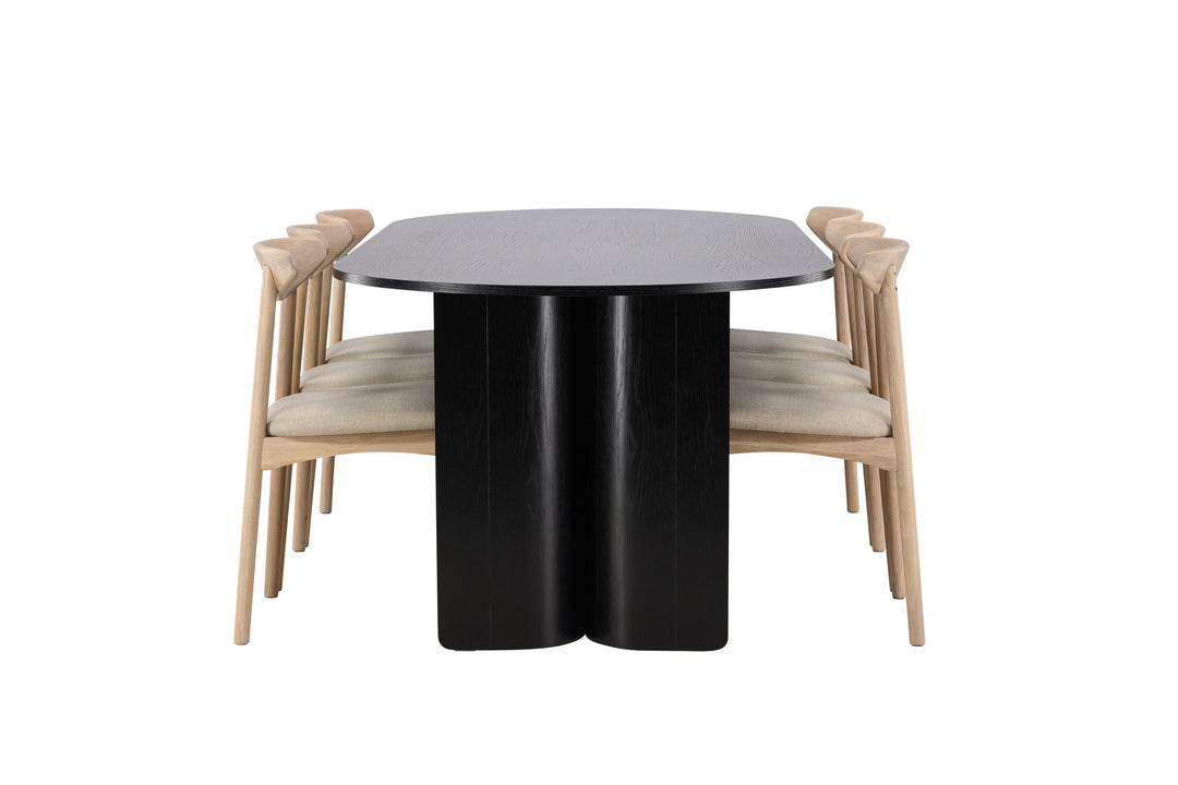 Venture Home Tyresö Table 100x220 cm - Black with Ven Chair  - Whitewash