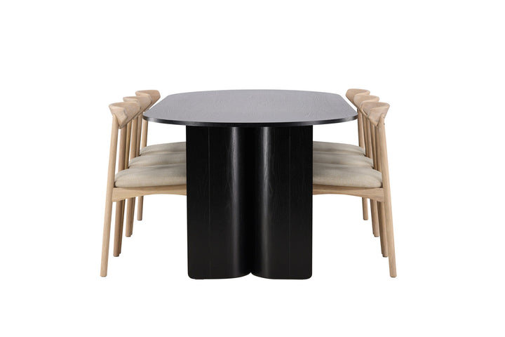 Venture Home Tyresö Table 100x220 cm - Black with Ven Chair  - Whitewash