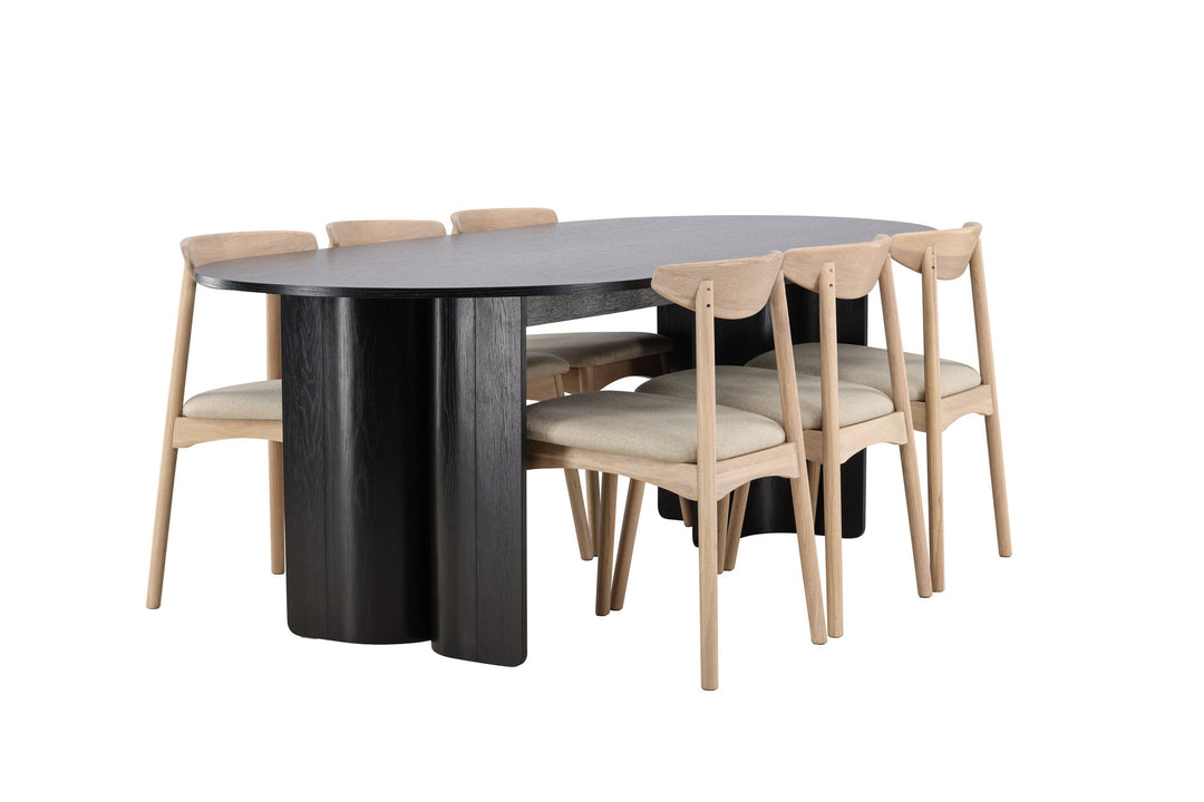 Venture Home Tyresö Table 100x220 cm - Black with Ven Chair  - Whitewash