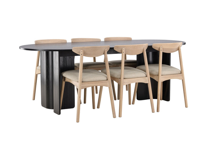 Venture Home Tyresö Table 100x220 cm - Black with Ven Chair  - Whitewash