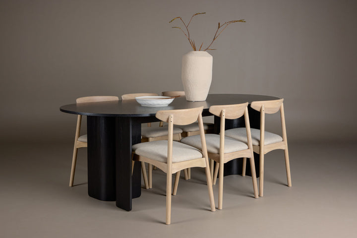 Venture Home Tyresö Table 100x220 cm - Black with Ven Chair  - Whitewash