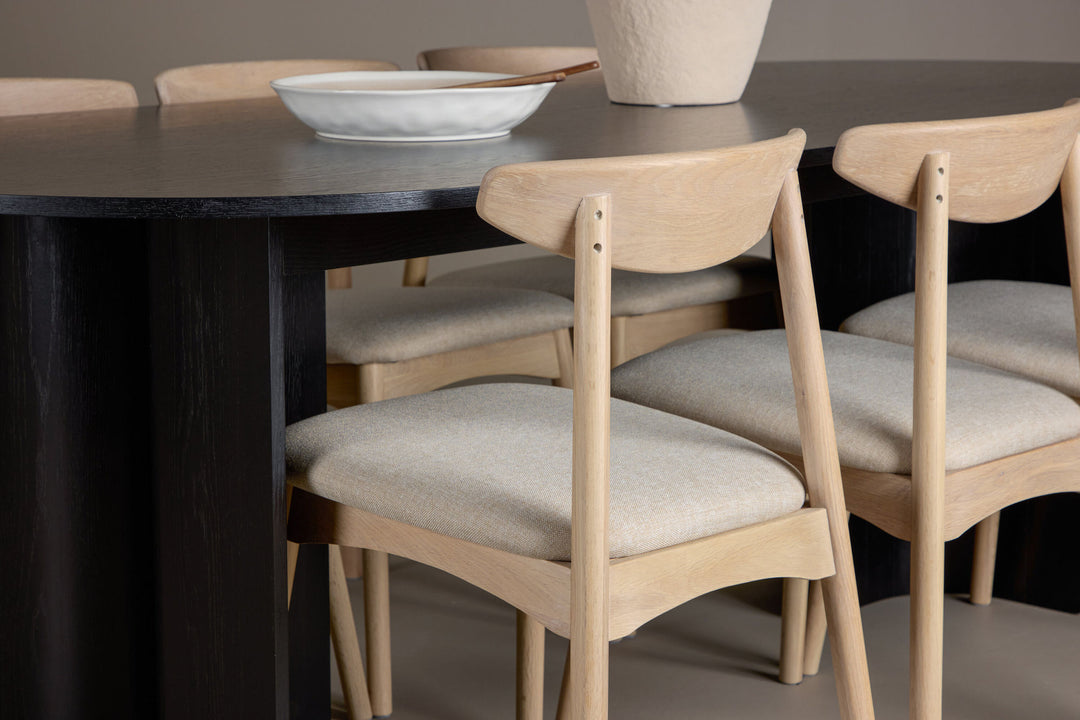 Venture Home Tyresö Table 100x220 cm - Black with Ven Chair  - Whitewash
