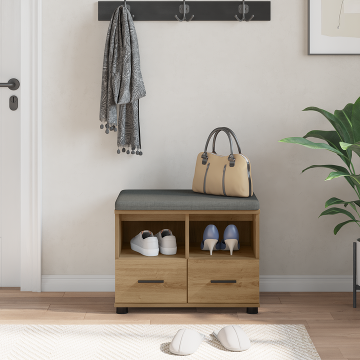 Hallbænk Artisan Eg 60 x 38 x 46 cm Kunstigt træ og stof