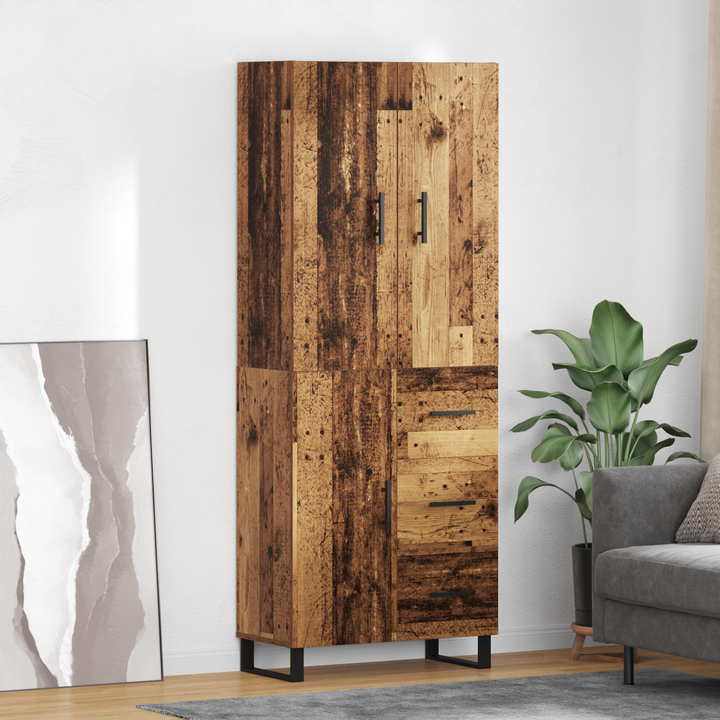 Highboard med skuffe 2 pcs Gammelt træ 69,5 x 34 x 180 cm