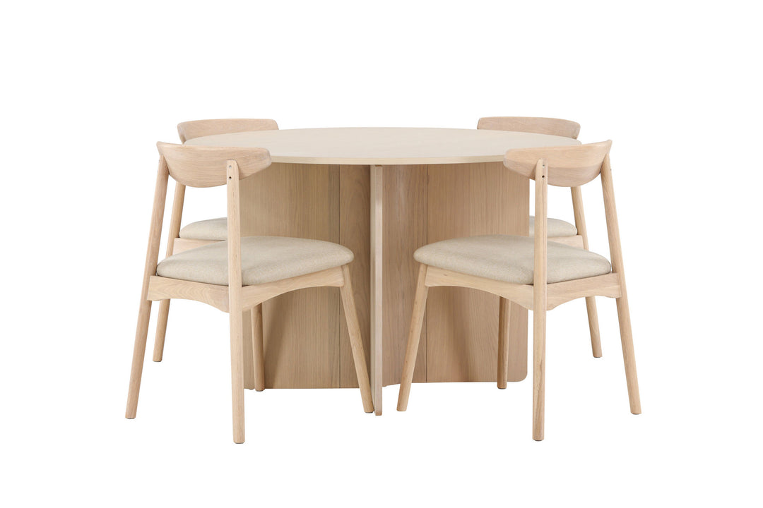 Venture Home Tyresö Table ø120 - Whitewash with Ven Chair - Whitewash