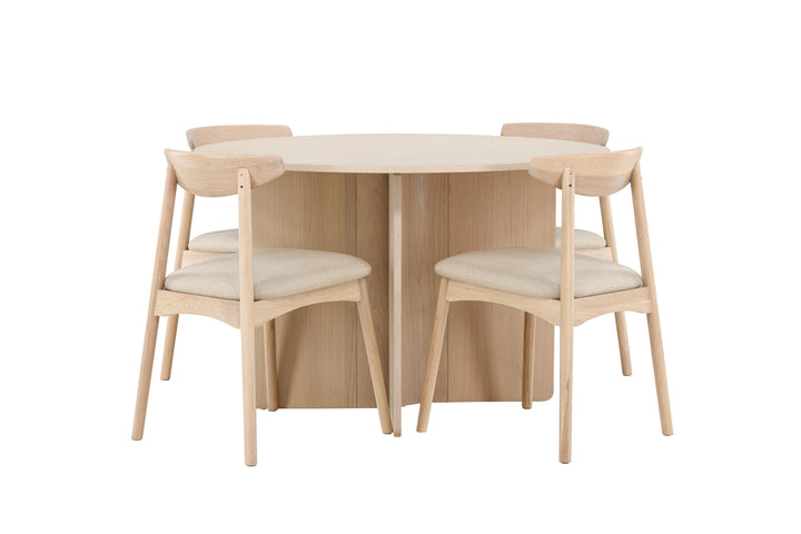 Venture Home Tyresö Table ø120 - Whitewash with Ven Chair - Whitewash