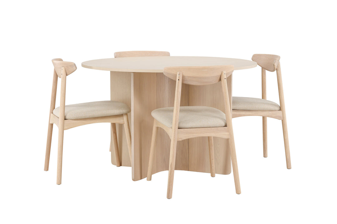 Venture Home Tyresö Table ø120 - Whitewash with Ven Chair - Whitewash