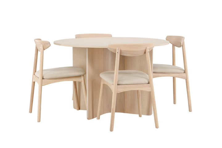 Venture Home Tyresö Table ø120 - Whitewash with Ven Chair - Whitewash