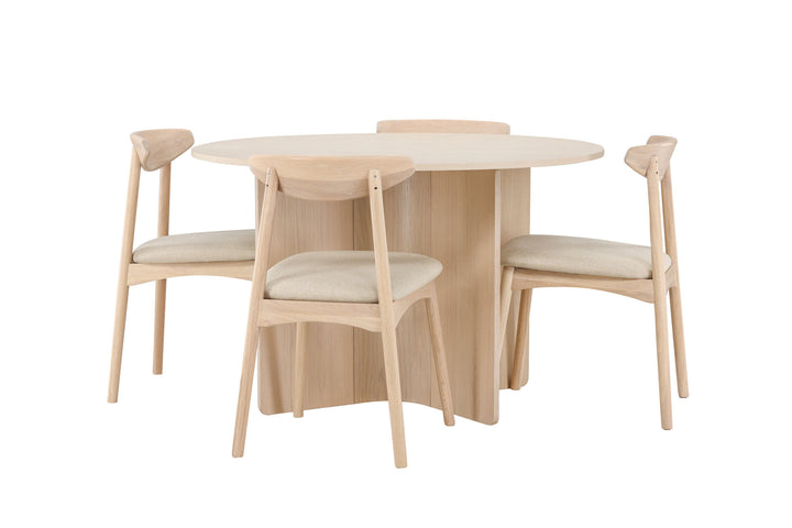 Venture Home Tyresö Table ø120 - Whitewash with Ven Chair - Whitewash
