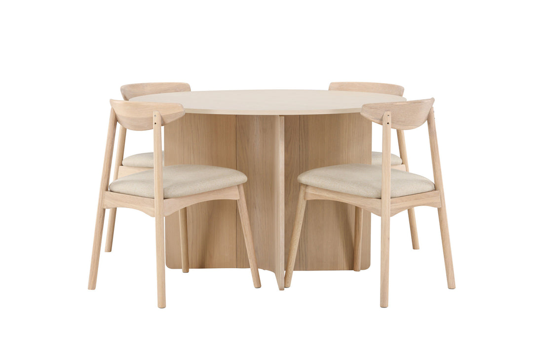 Venture Home Tyresö Table ø120 - Whitewash with Ven Chair - Whitewash