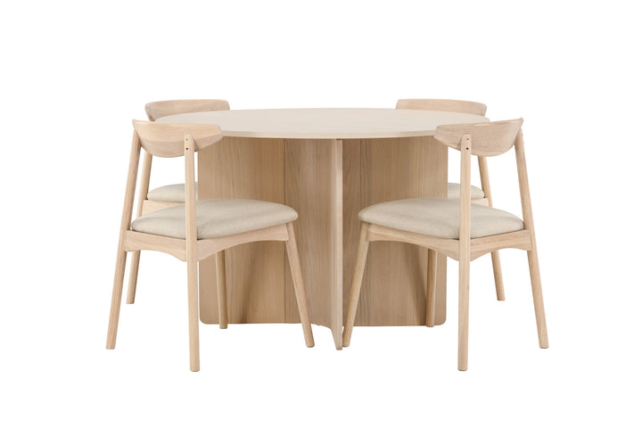 Venture Home Tyresö Table ø120 - Whitewash with Ven Chair - Whitewash