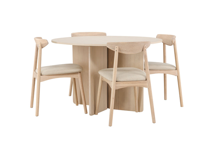 Venture Home Tyresö Table ø120 - Whitewash with Ven Chair - Whitewash