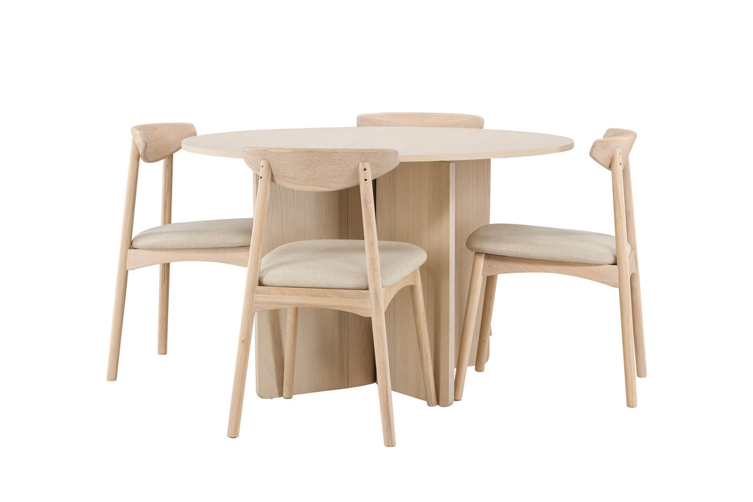 Venture Home Tyresö Table ø120 - Whitewash with Ven Chair - Whitewash