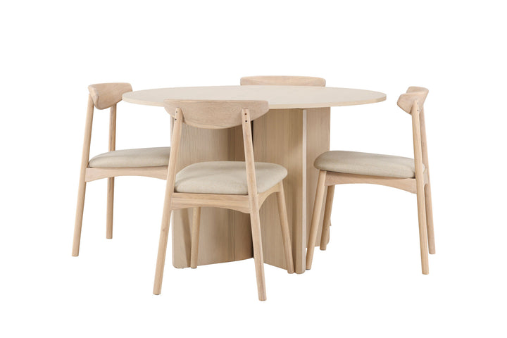 Venture Home Tyresö Table ø120 - Whitewash with Ven Chair - Whitewash