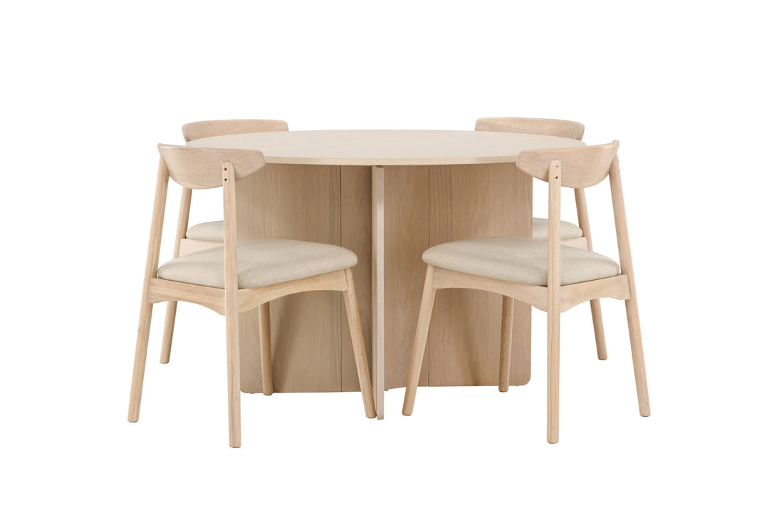 Venture Home Tyresö Table ø120 - Whitewash with Ven Chair - Whitewash