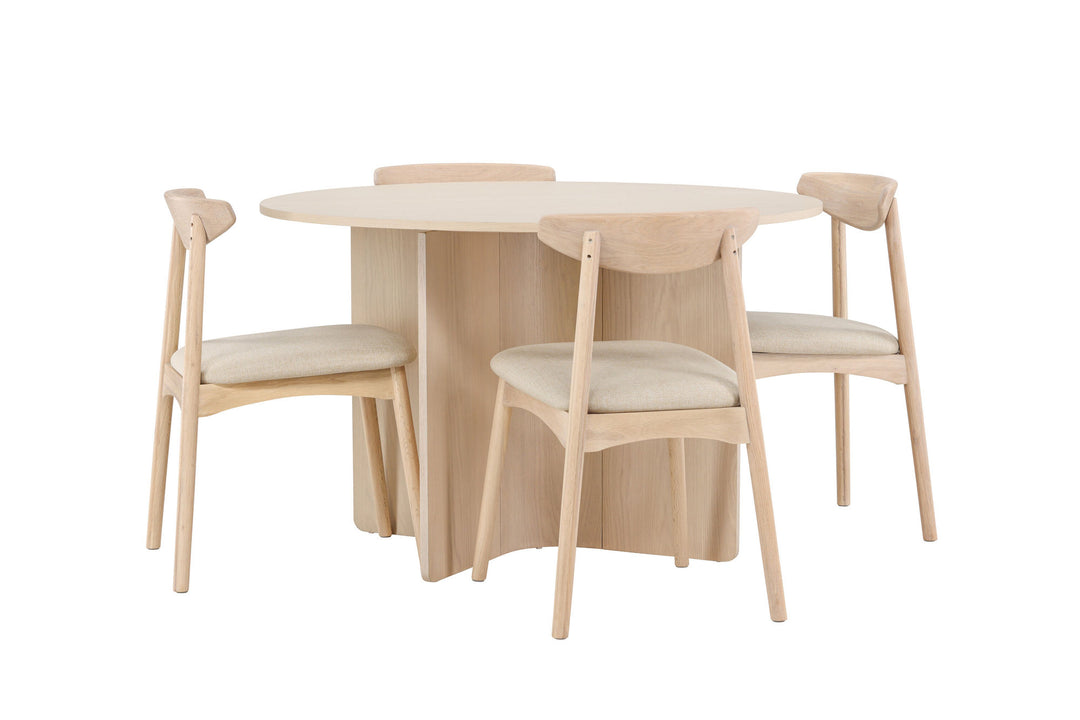 Venture Home Tyresö Table ø120 - Whitewash with Ven Chair - Whitewash