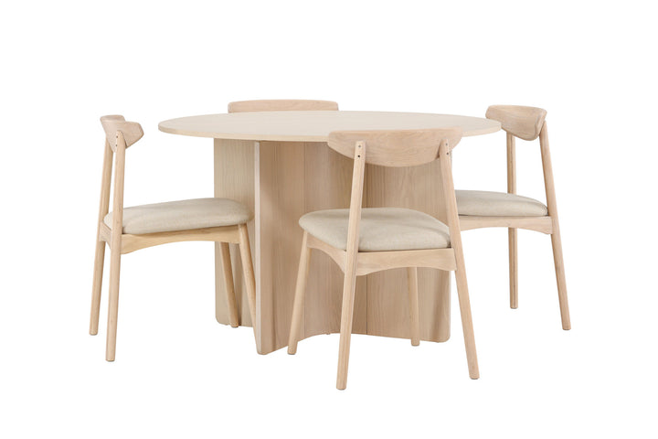 Venture Home Tyresö Table ø120 - Whitewash with Ven Chair - Whitewash