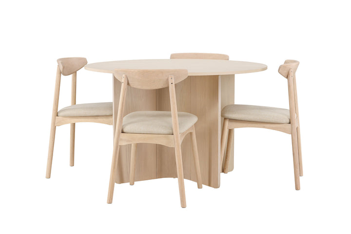 Venture Home Tyresö Table ø120 - Whitewash with Ven Chair - Whitewash