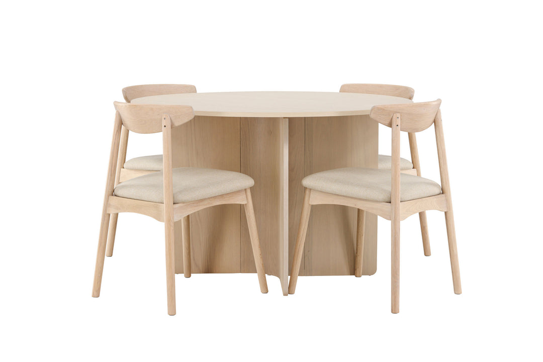Venture Home Tyresö Table ø120 - Whitewash with Ven Chair - Whitewash