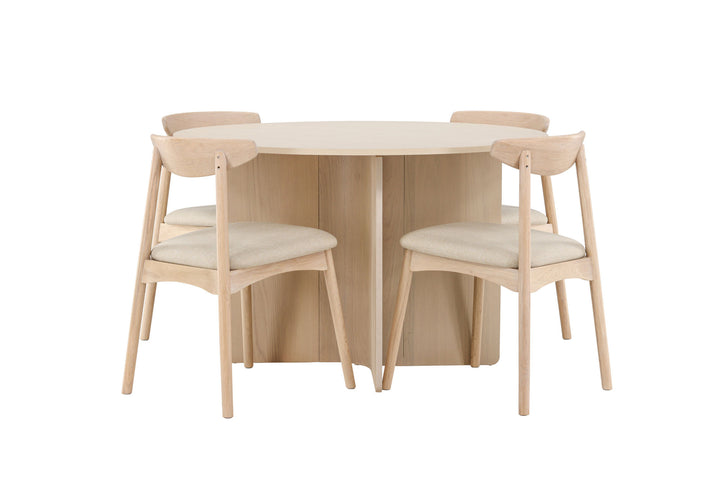 Venture Home Tyresö Table ø120 - Whitewash with Ven Chair - Whitewash