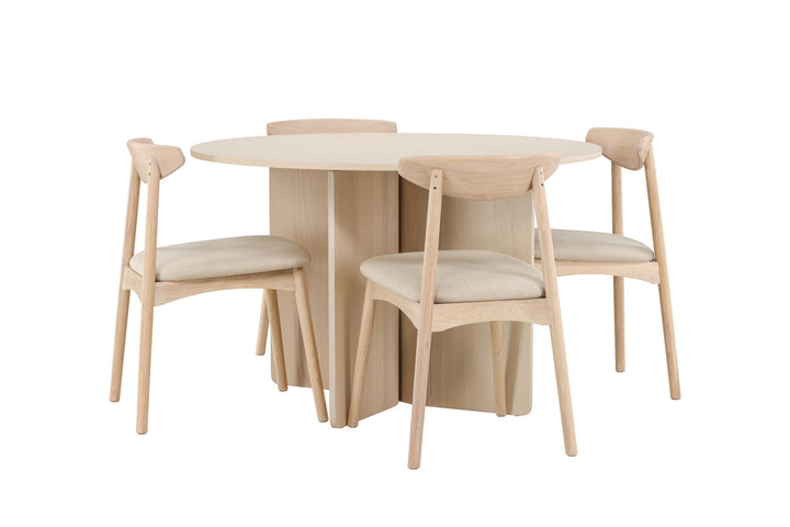 Venture Home Tyresö Table ø120 - Whitewash with Ven Chair - Whitewash