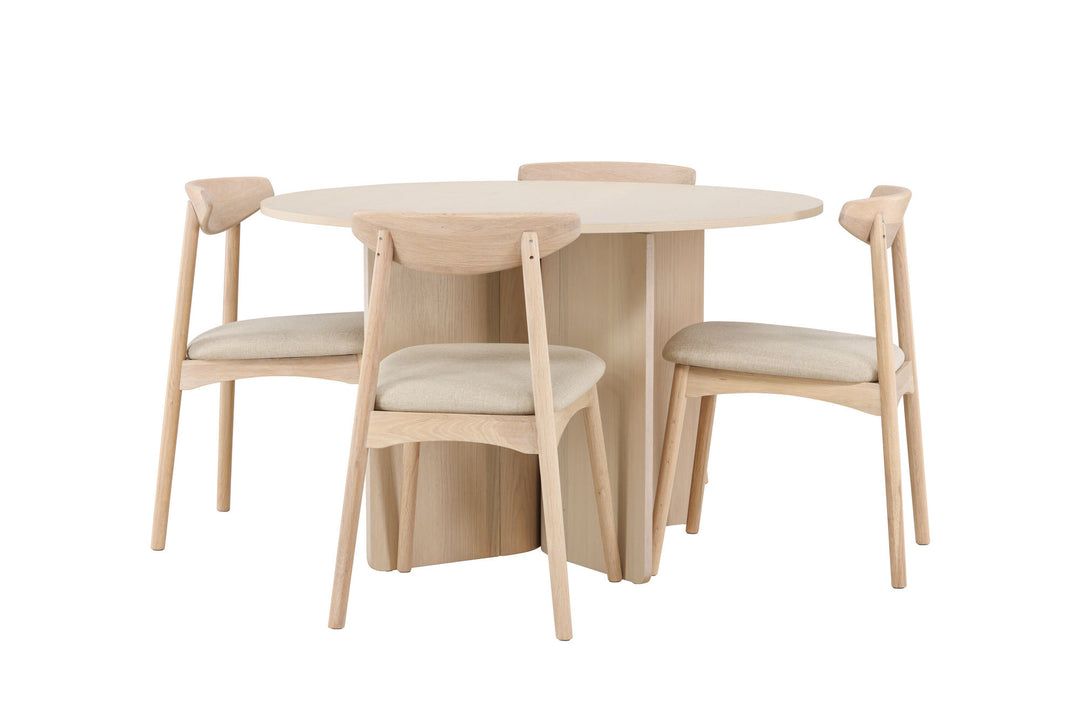 Venture Home Tyresö Table ø120 - Whitewash with Ven Chair - Whitewash