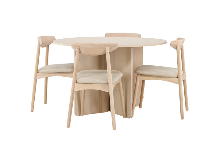 Venture Home Tyresö Table ø120 - Whitewash with Ven Chair - Whitewash