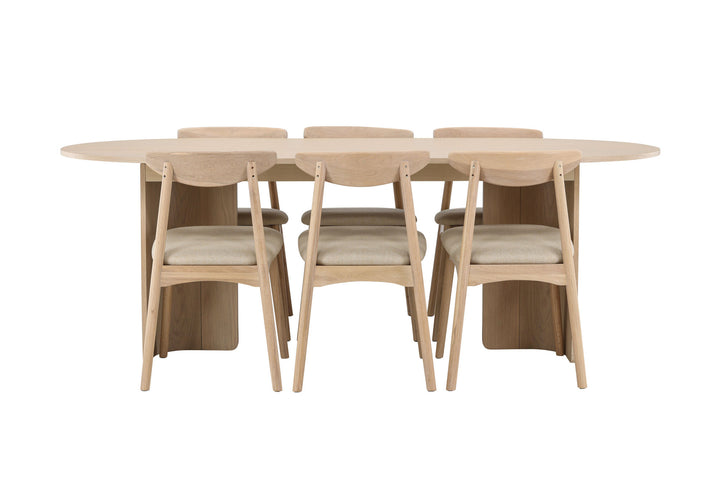 Venture Home Tyresö Table 100x220 cm - Whitewash with Ven Chair - Whitewash