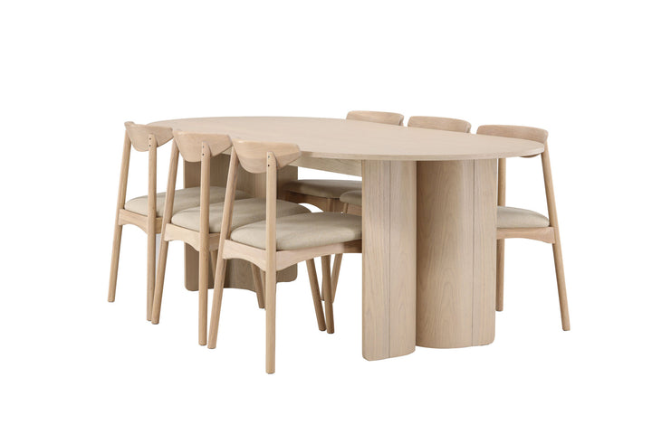 Venture Home Tyresö Table 100x220 cm - Whitewash with Ven Chair - Whitewash