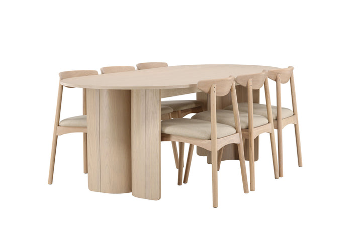 Venture Home Tyresö Table 100x220 cm - Whitewash with Ven Chair - Whitewash