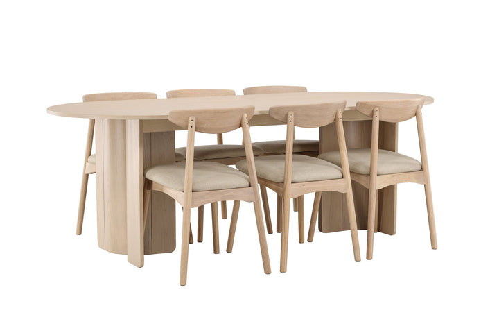 Venture Home Tyresö Table 100x220 cm - Whitewash with Ven Chair - Whitewash