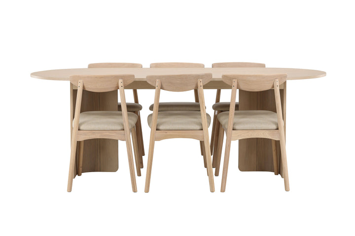 Venture Home Tyresö Table 100x220 cm - Whitewash with Ven Chair - Whitewash