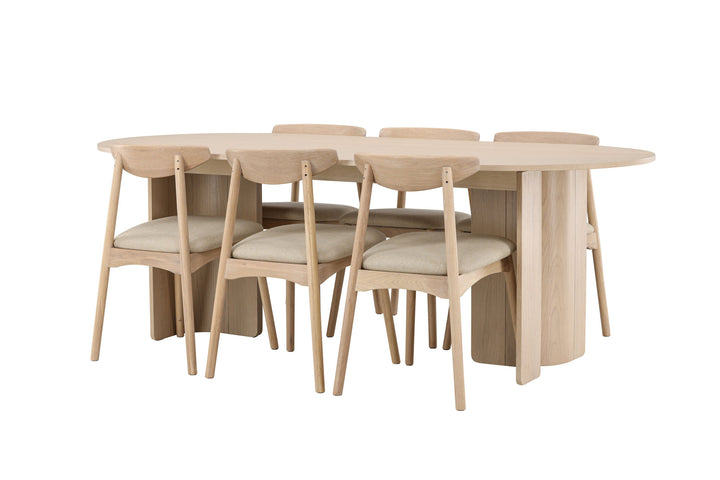 Venture Home Tyresö Table 100x220 cm - Whitewash with Ven Chair - Whitewash