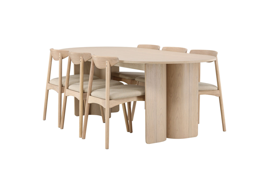 Venture Home Tyresö Table 100x220 cm - Whitewash with Ven Chair - Whitewash