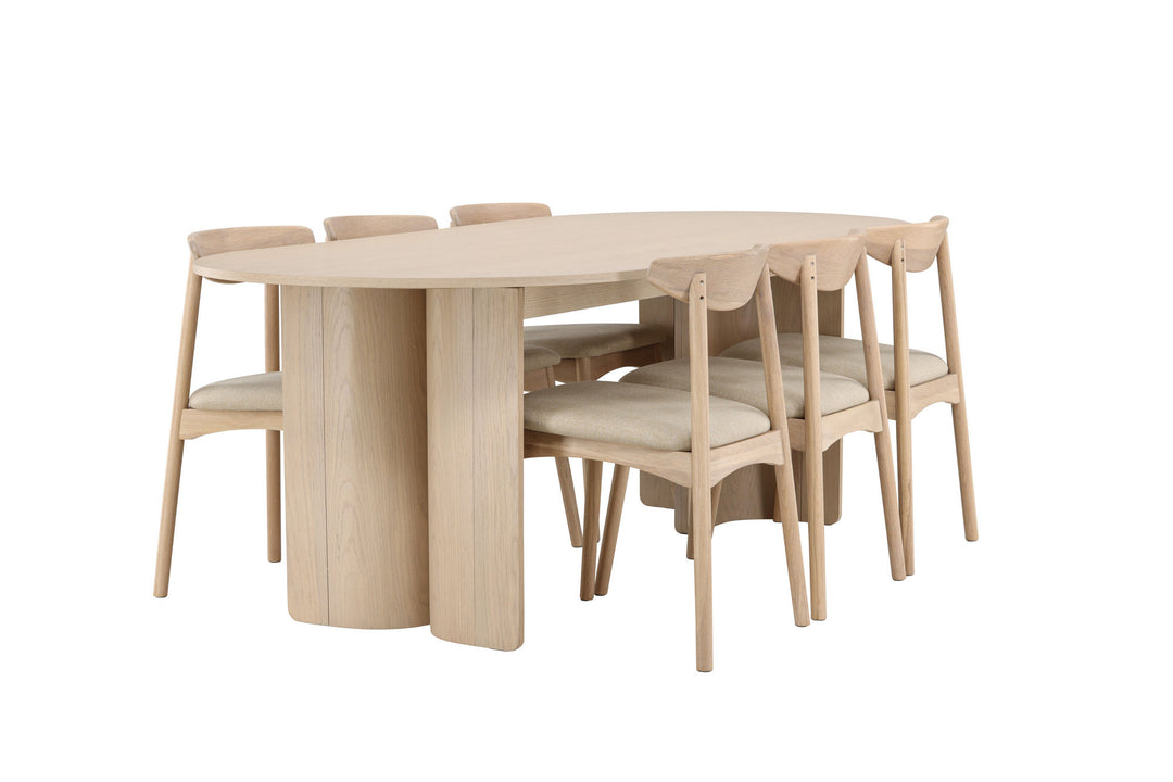 Venture Home Tyresö Table 100x220 cm - Whitewash with Ven Chair - Whitewash