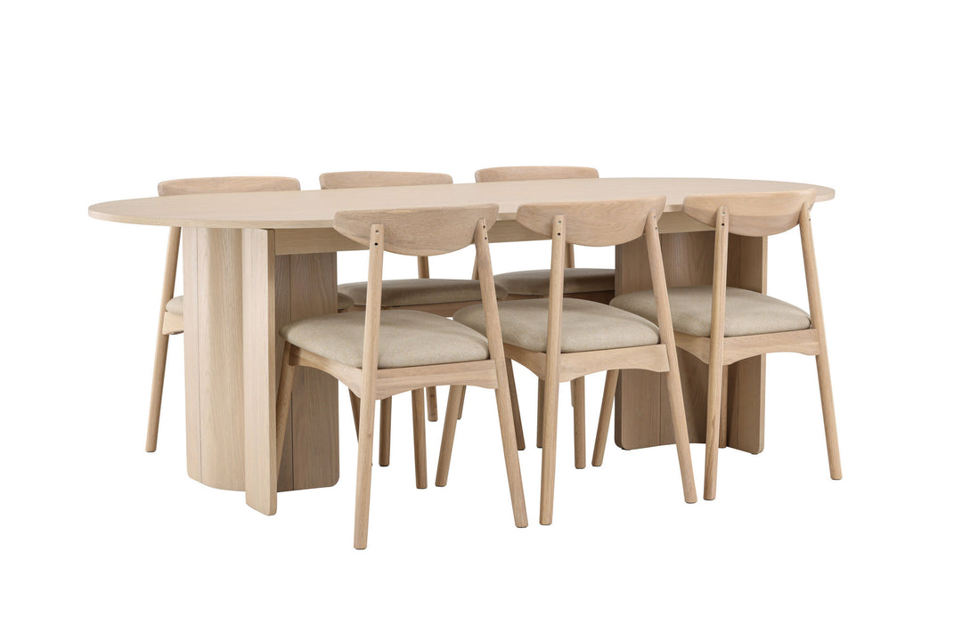 Venture Home Tyresö Table 100x220 cm - Whitewash with Ven Chair - Whitewash