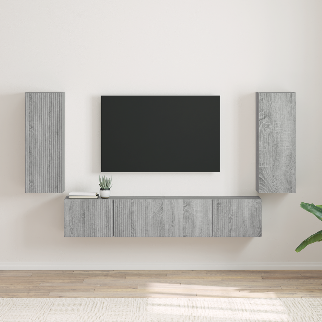 TV vægskab 2 pcs Grå Sonoma 30 x 31 x 80 cm Konstrueret træ