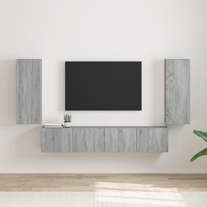 TV vægskab 2 pcs Grå Sonoma 30 x 31 x 80 cm Konstrueret træ