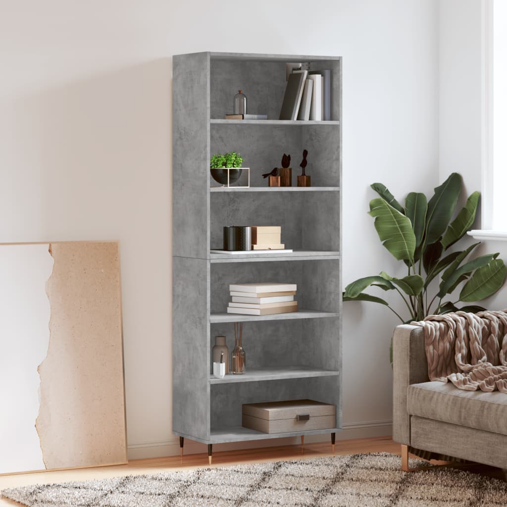 reol 69,5x32,5x180 cm konstrueret træ betongrå