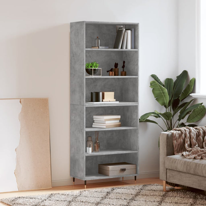 reol 69,5x32,5x180 cm konstrueret træ betongrå