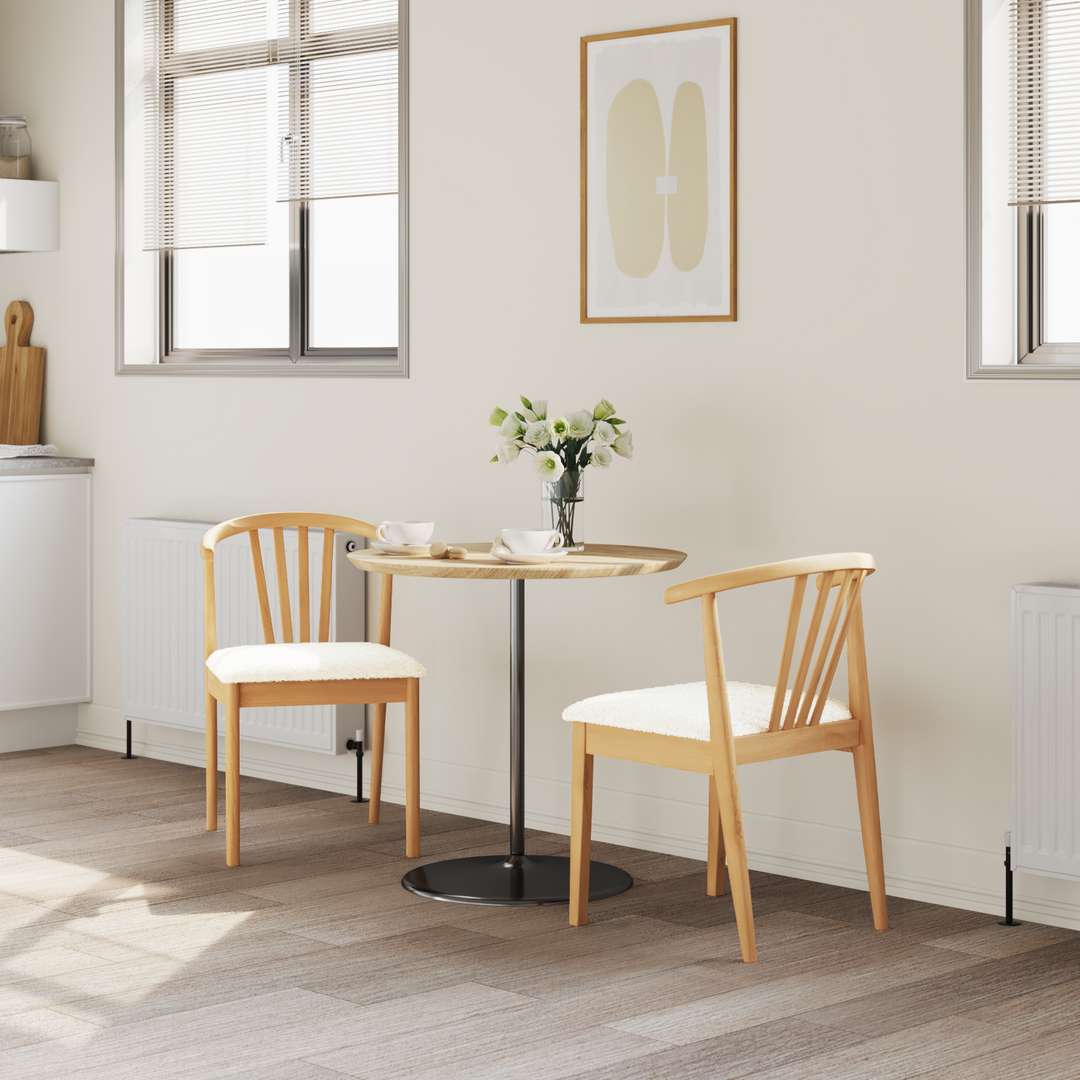 Spisestuestol 2 pcs Natur og hvid Solid gummitræ