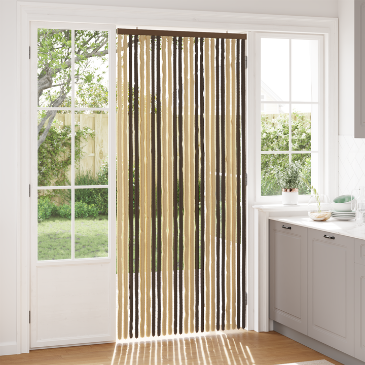 Insektgardin i chenille Mørkebrun og Beige 100 x 220 cm 100% PP