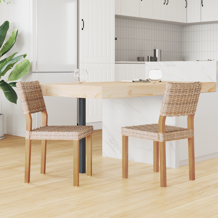 Spisestuestol 2 pcs Kubu rattan Naturfarvet 46 x 55 x 84 cm