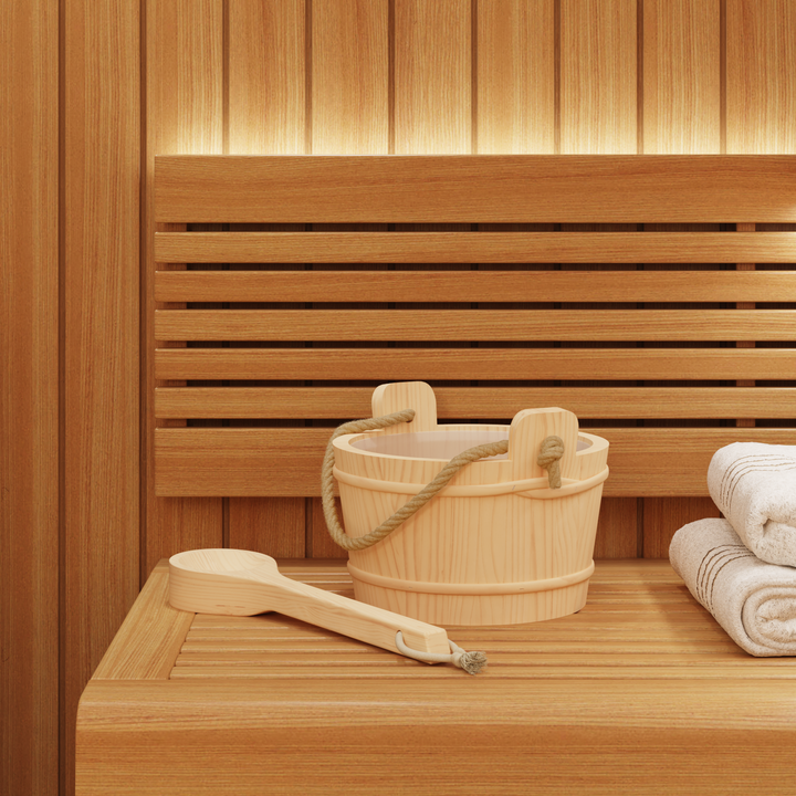Sauna Spand 2 pcs Brun Massivt fyrretræ og hamp