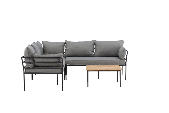Venture Home Penh Balcony Corner Sofa - Black / Acacia