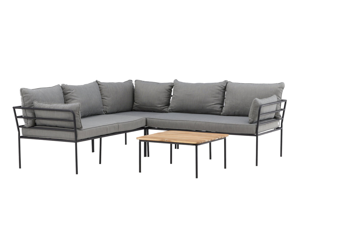 Venture Home Penh Balcony Corner Sofa - Black / Acacia