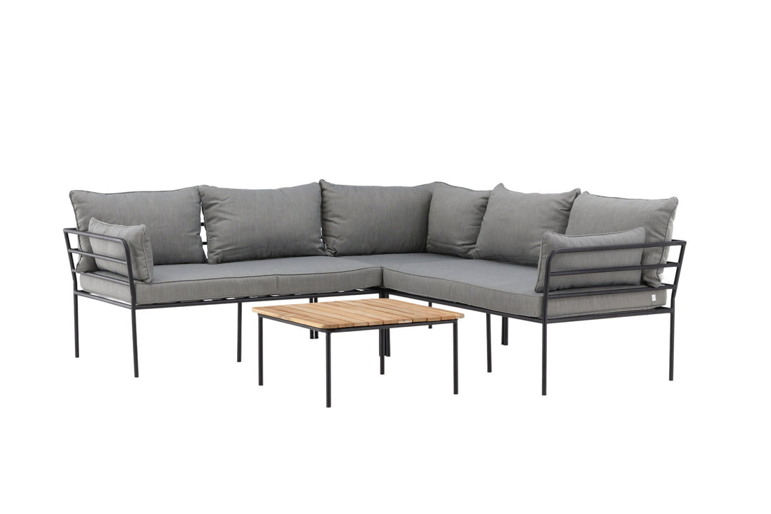 Venture Home Penh Balcony Corner Sofa - Black / Acacia