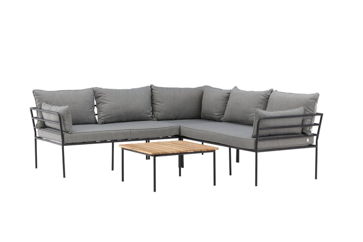 Venture Home Penh Balcony Corner Sofa - Black / Acacia